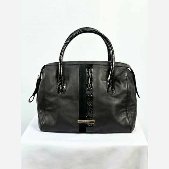 Cole Haan Structured Black Satchel with Patent Accents – Like New - Picture 1 of 5